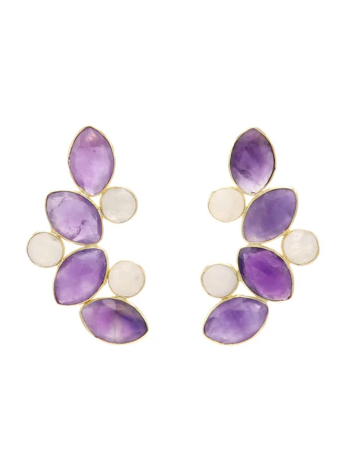 Pendientes para invitada con piedra amatista