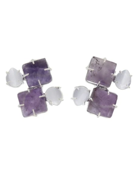 Pendientes amatista y piedra natural blanca - Invitada Perfecta