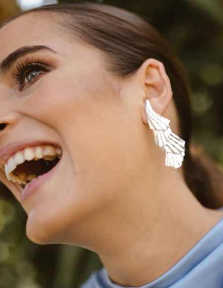 Silver plated overlay party earrings