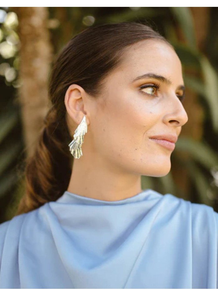 Silver plated overlay party earrings