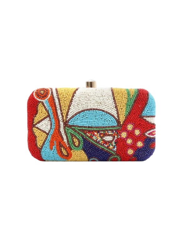 Sac brodé à la main avec des perles colorées