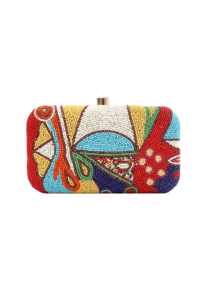Hand embroidered bag with colored beads