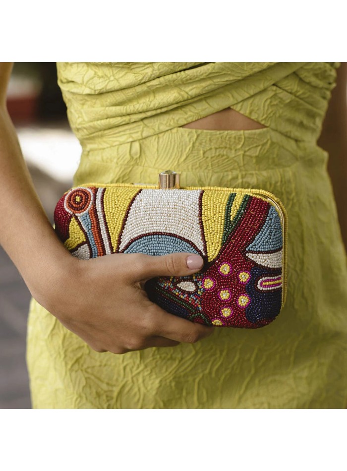 Hand embroidered bag with colored beads