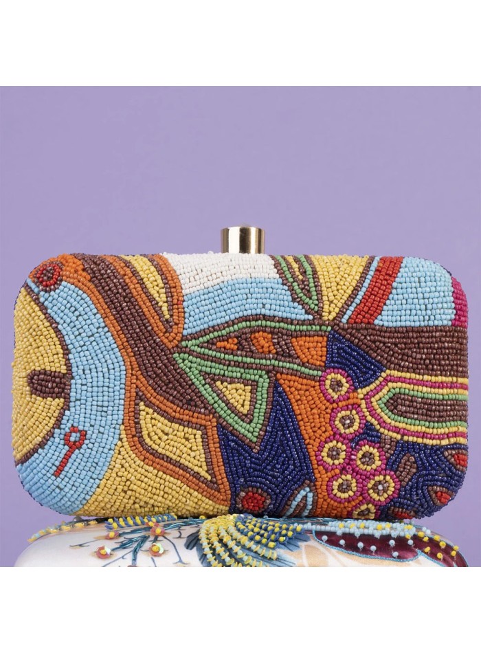Bolso bordado a mano con cuentas de colores para fiestas