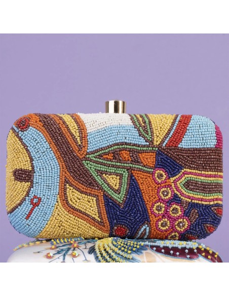 Hand embroidered bag with colored beads