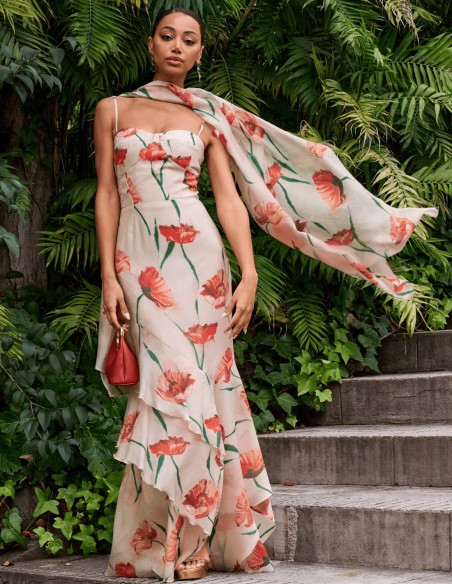 Vestido de invitada boda con estampado floral Miphai