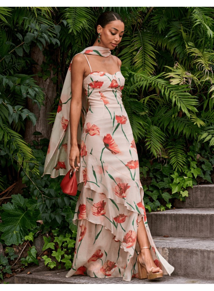 Robe d'invité de mariage à imprimé floral