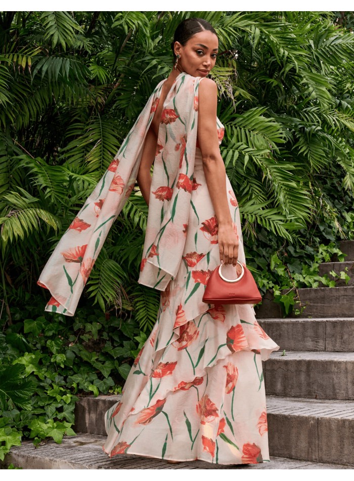 Floral print wedding guest dress