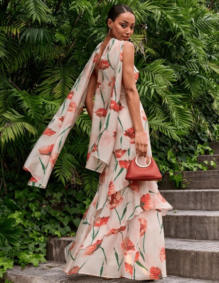 Vestido de invitada boda con estampado floral para graduacion