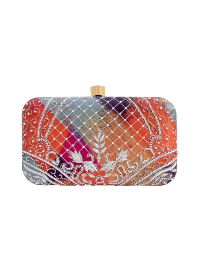 Sac à main imprimé brodé à la main avec strass