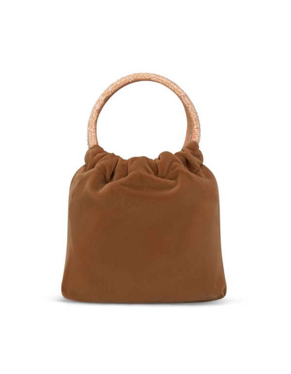 Bolso de invitada en terciopelo con asa dorada