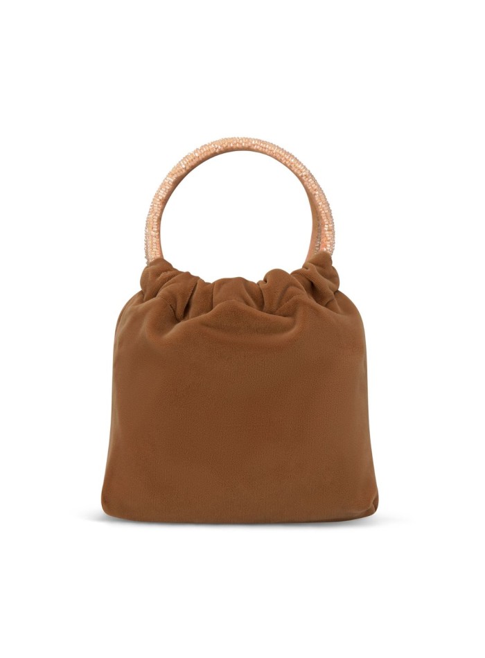 Bolso de invitada en terciopelo con asa dorada