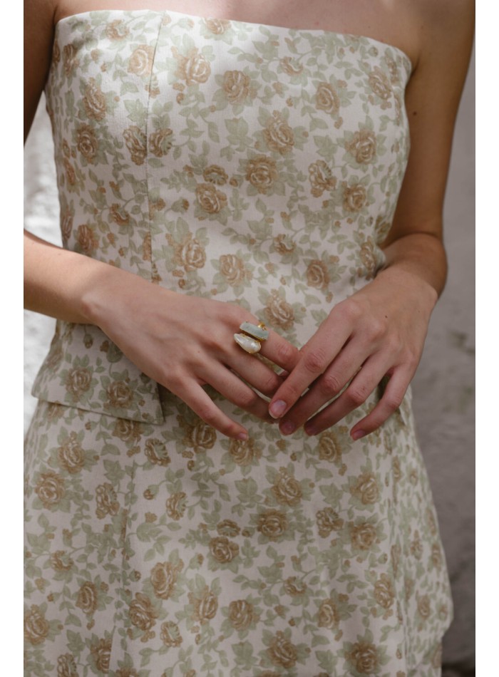 Strapless top with floral print