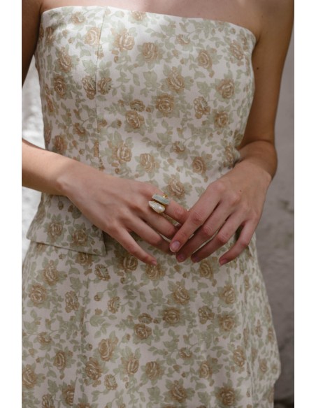 Top sans bretelles à imprimé floral