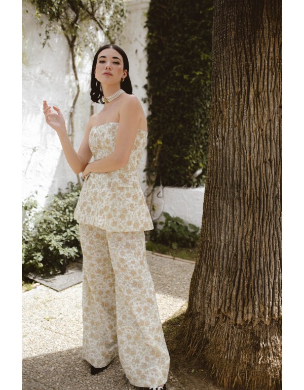 Pantalon large avec pinces à motifs floraux 2