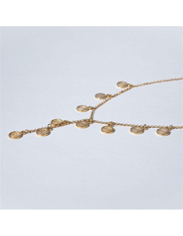 Collar de fiesta largo dorado con mini lunas 2