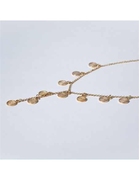 Collar de fiesta largo dorado con mini lunas