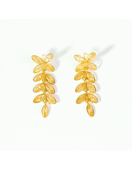 Longues boucles d'oreilles de fête en feuilles de lierre