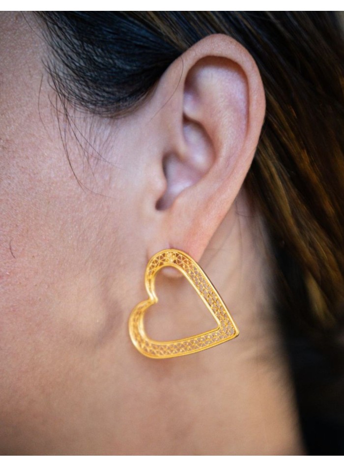 Pendientes de fiesta dorados corazón para eventos