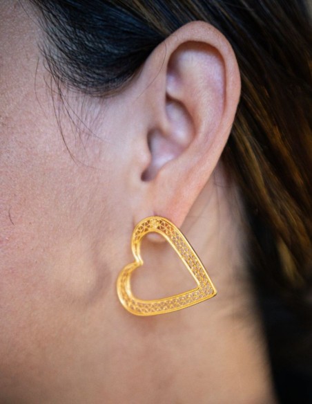 Boucles d'oreilles en forme de cœur plaqué or