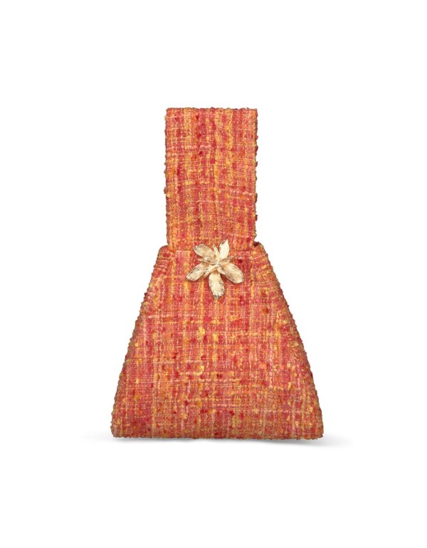 Bolso para invitada en tweed con aplique