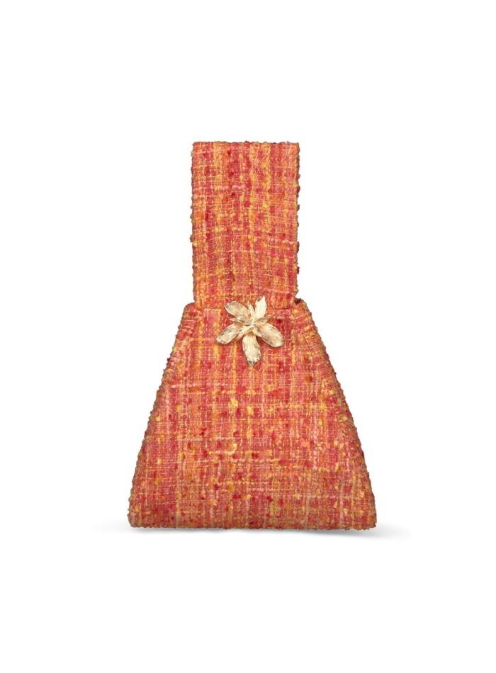 Bolso para invitada en tweed y aplique