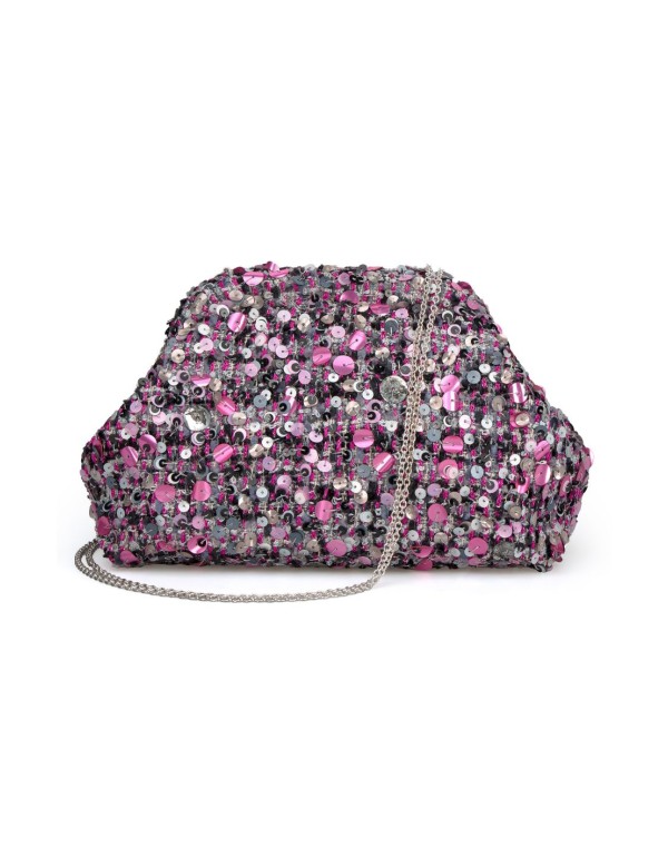 Bolso de fiesta en tweed con lentejuelas en tonos morados