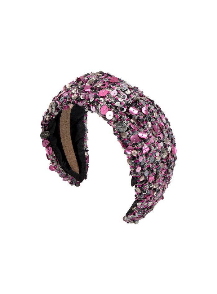 Diadema para invitada de lentejuelas y tweed