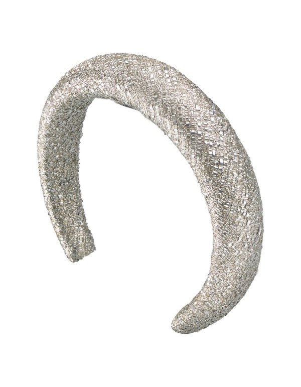 Diadema para invitada de rafia metalizada