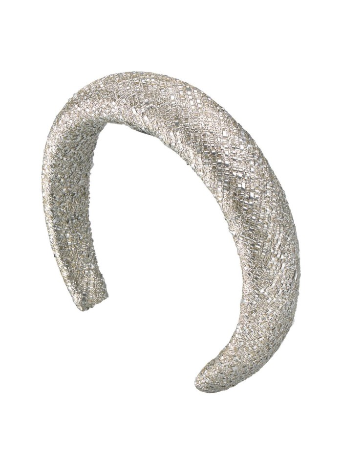 Diadema para invitada de rafia metalizada