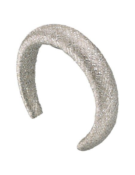 Diadema para invitada de rafia metalizada