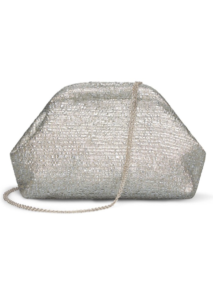 Bolso de fiesta en rafia metalizada con cadena