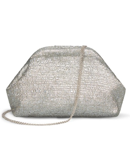 Bolso de fiesta en rafia metalizada con cadena