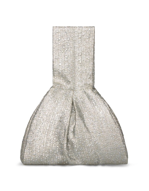 Bolso de fiesta en rafia metalizada con asa