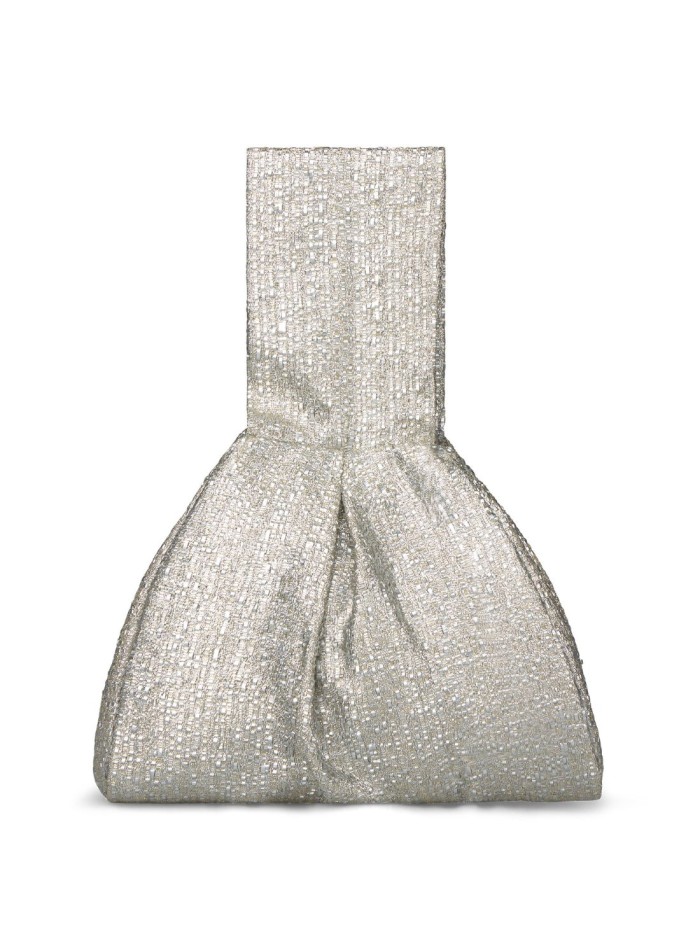 Bolso de fiesta en rafia metalizada con asa