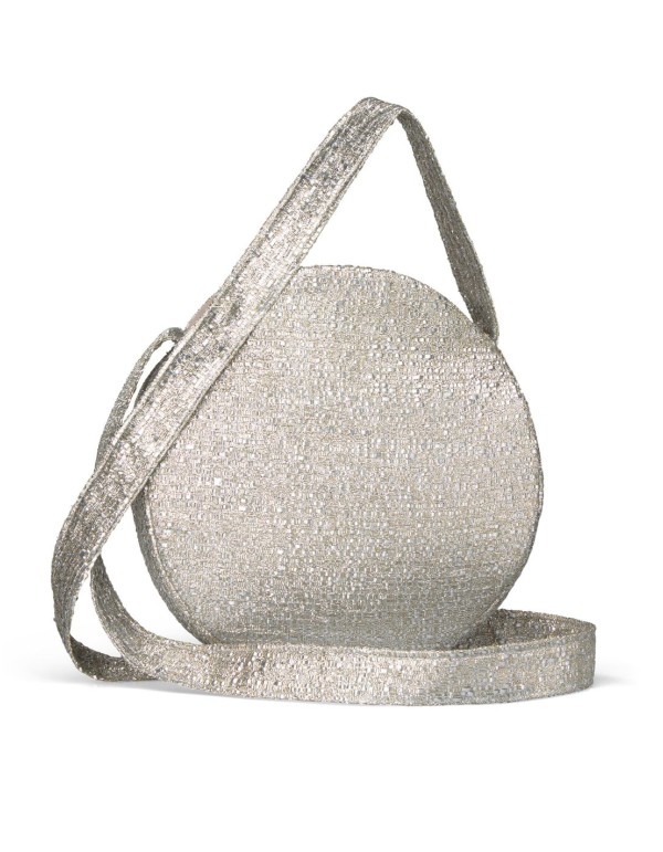 Bolso de fiesta en rafia metalizada con doble asa