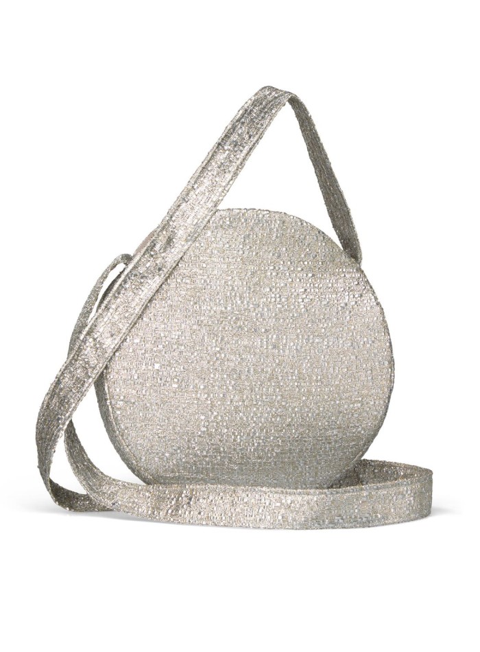 Bolso de fiesta en rafia metalizada con doble asa