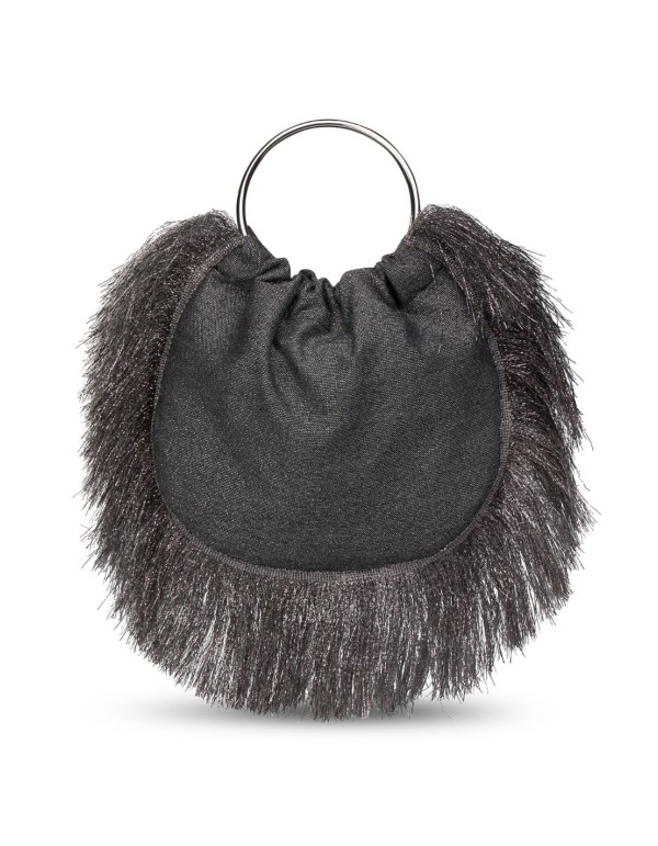 Bolso de invitada con flecos y asa metálica