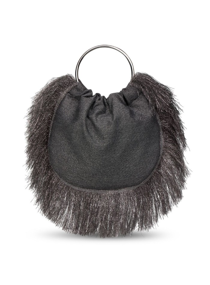 Bolso de invitada con flecos y asa metálica