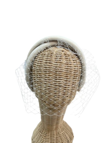Raw double guest headband with lattice veil