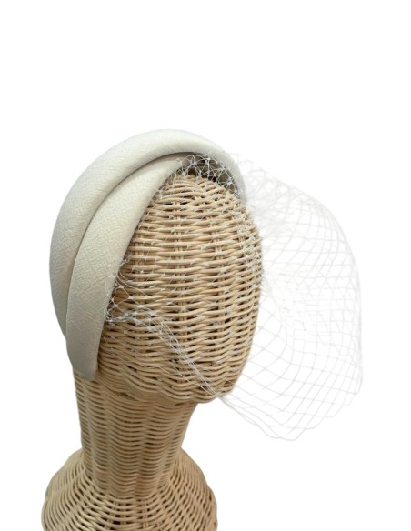 Raw double guest headband with lattice veil