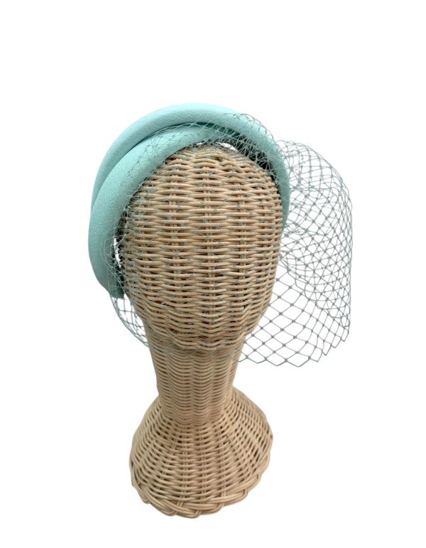 Bandeau double d'invité vert aqua avec voile en résille 2