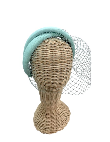 Bandeau double d'invité vert aqua avec voile en résille