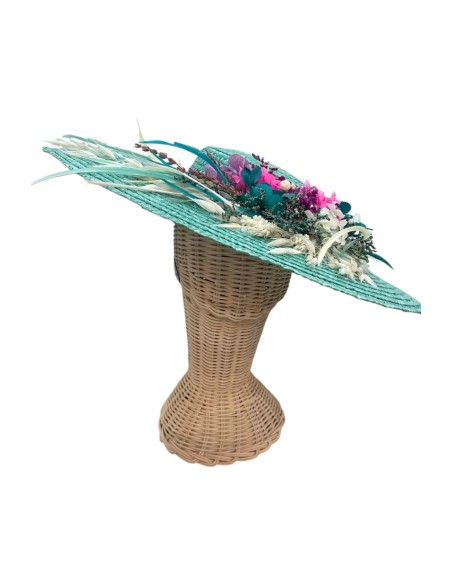 Water green guest shawl with floral embellishment