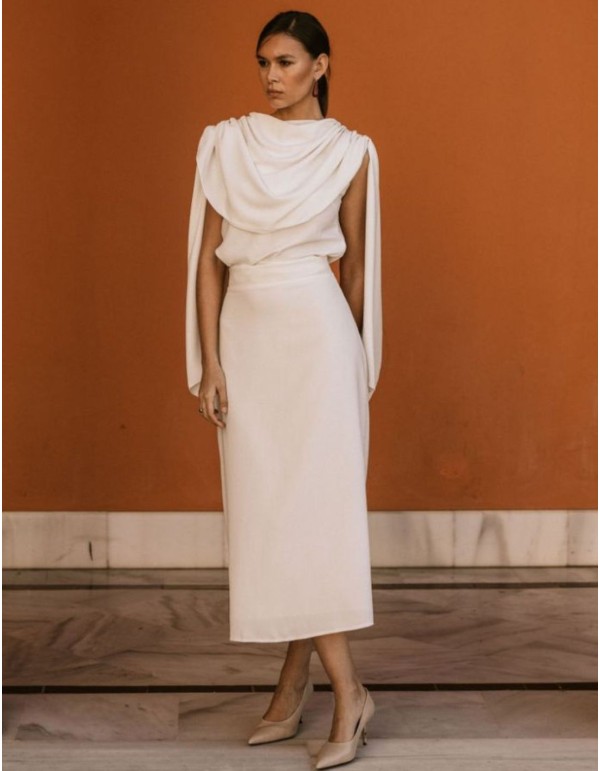 Raw flared midi skirt