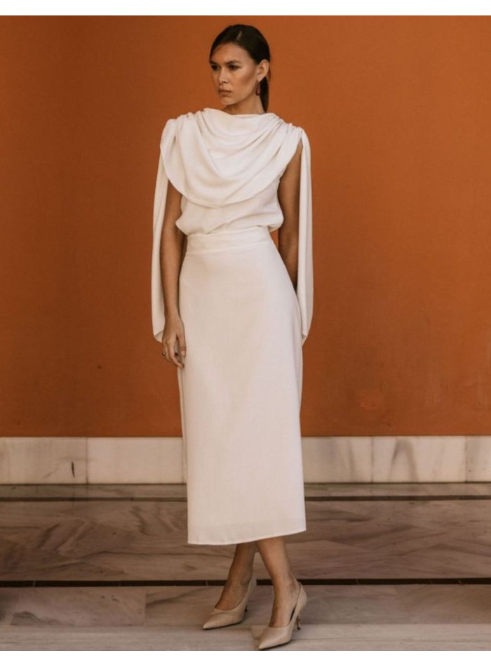 Falda midi evasé cruda