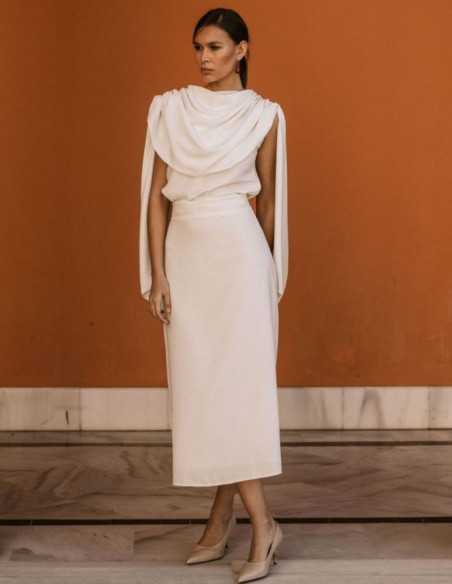 Raw flared midi skirt