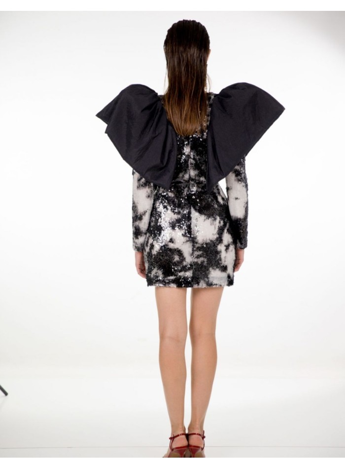 Vestido mini de lentejuelas con estampado blanco y negro para eventos