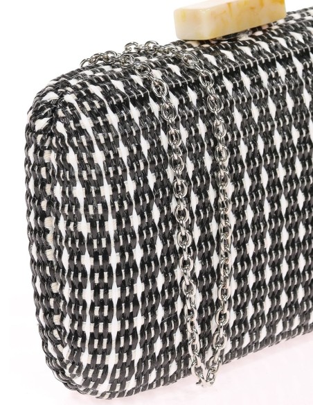 Bolso de fiesta con efecto rafia y detalle de piedra para eventos