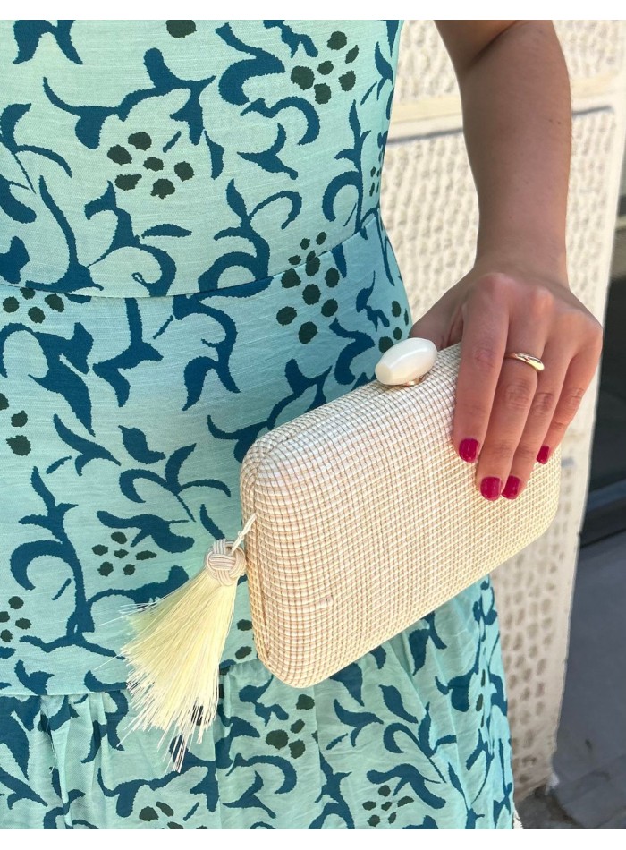 Sac de fête en raphia avec pompon fait à la main